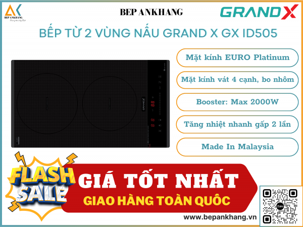 Bếp từ 2 vùng nấu Grand X GX GX ID505- Made In Malaysia